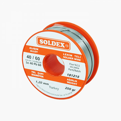 Soldex Kurşunlu Lehim Teli 1.2mm 200Gr | Sn40 - Pb60 (40/60) | 401202