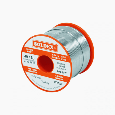 Soldex Kurşunlu Lehim Teli 1.2mm 500Gr | Sn40 - Pb60 (40/60) | 401202