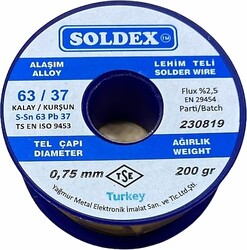 Soldex - Soldex Lehim Teli 0.75mm 200Gr | Sn63 - Pb37 (63/37) | 630752 Soldex - Soldex Lehim Teli 0.75mm 200Gr | Sn63 - Pb37 (63/37) | 630752