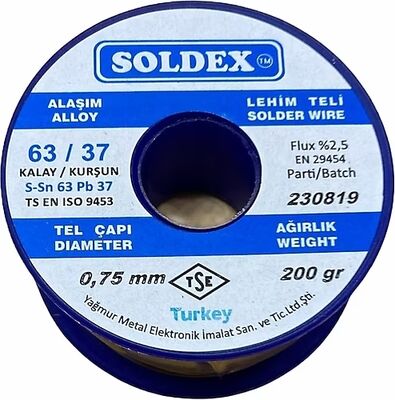 Soldex Lehim Teli 0.75mm 200Gr | Sn63 - Pb37 (63/37) | 630752