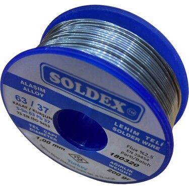 Soldex Lehim Teli 1mm 200Gr | Sn63 - Pb37 (63/37) | 631002