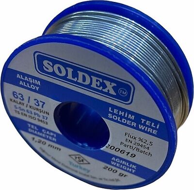 Soldex Lehim Teli 1.2mm 200Gr | Sn63 - Pb37 (63/37) | 631202