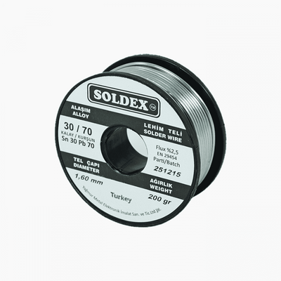 Soldex Lehim Teli 1.6mm 200Gr | Sn30 - Pb70 (30/70) | 301602
