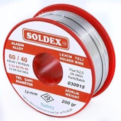 Soldex Lehim Teli 1.6mm 200 Gr | Sn60 - Pb40 (60/40) | 601602