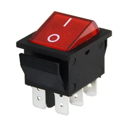 Tekli Anahtar (Rocker Switch) - Işıklı, Geniş, 6p