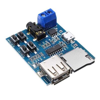 TF Kart ve USB Flash Disk Girişli WAV, MP3 Çalar Modül - 3W Amfi,