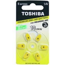 Toshiba - Toshiba İşitme Cihazı Pili, 10 Numara Kulaklık Pili, PR70, PR536, 1.4V, 6lı