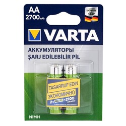 Varta - Varta Ready2Use Şarj Edilebilir (Şarjlı) AA Kalem Pil - 1.2V, 2700mAh, 2 li Varta - Varta Ready2Use Şarj Edilebilir (Şarjlı) AA Kalem Pil - 1.2V, 2700mAh, 2 li