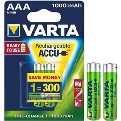 Varta - Varta Şarj Edilebilir AAA İnce Kalem Pil 1.2V, 1000mAh, NiMH, LR3, 2li Varta - Varta Şarj Edilebilir AAA İnce Kalem Pil 1.2V, 1000mAh, NiMH, LR3, 2li
