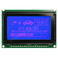 Winstar 128x64 Grafik LCD - 2.42 inç, STN Negatif, Mavi üzerine Beyaz, 5V - Thumbnail